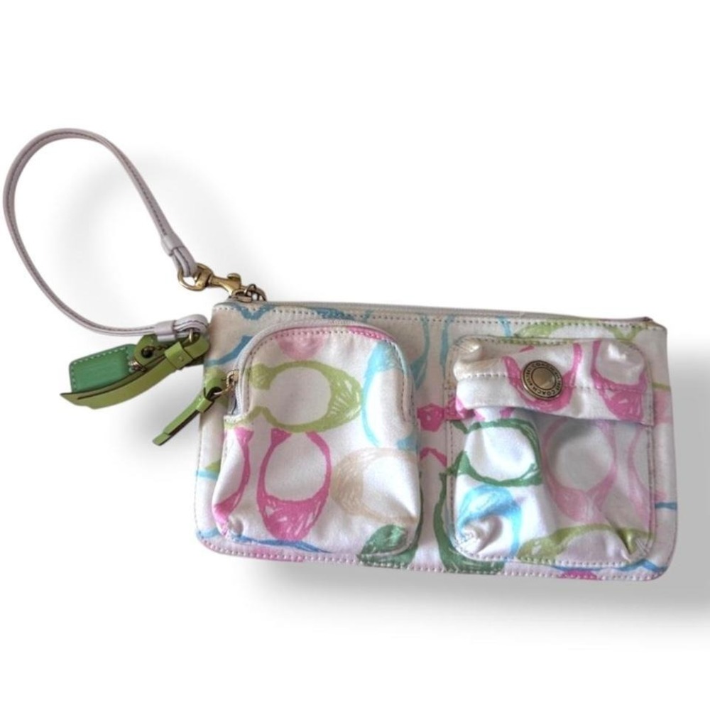 Y2k Coach Hampton Scribble Multifunction Wristlet… - image 1